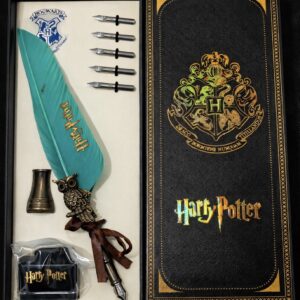 harry potter feather calligraphy pen set – vintage quill writing pen with ink & nibs (8 piece set)