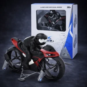 2 in 1 land & air rc flying bike with drone mode, led lights & remote control