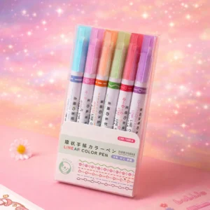 linear pattern colour pen set (6 colours) | decorative line & border marker pens
