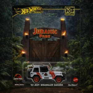 hot wheels premium jurassic park ’92 jeep wrangler sahara – pop culture die cast car