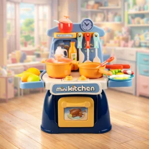 mini kitchen playset for kids with sound & smoke – 26 pcs pretend cooking toy set