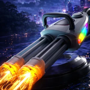 spitfire dual tube gatling water gun with led lights | fully automatic rechargeable high pressure water blaster