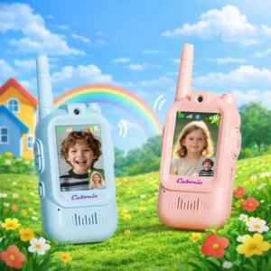 video walkie talkies for kids (2pc combo) | hd camera, voice changer, 2" screen display | rechargeable kids video walkie talkie set with private channel