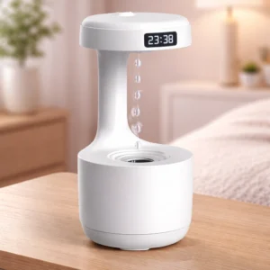 anti gravity water drop humidifier with digital clock | 800ml silent mist led aroma diffuser
