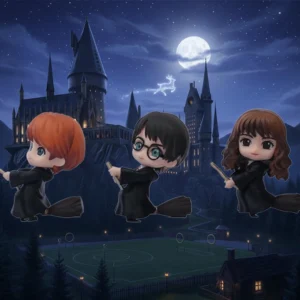 harry potter mini action figure combo set – harry, ron & hermione | 3 pcs (8 cm)