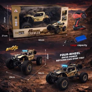 1:8 scale rc rock crawler 4wd off road truck with metal body | heavy duty remote control car for kids & adults