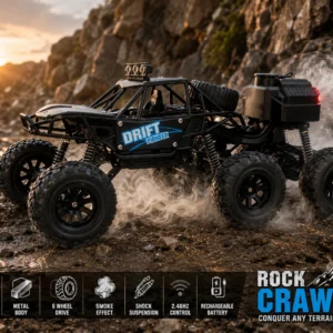 1:18 rc rock crawler 6 wheel metal body with smoke effect | rechargeable off road climbing rc car