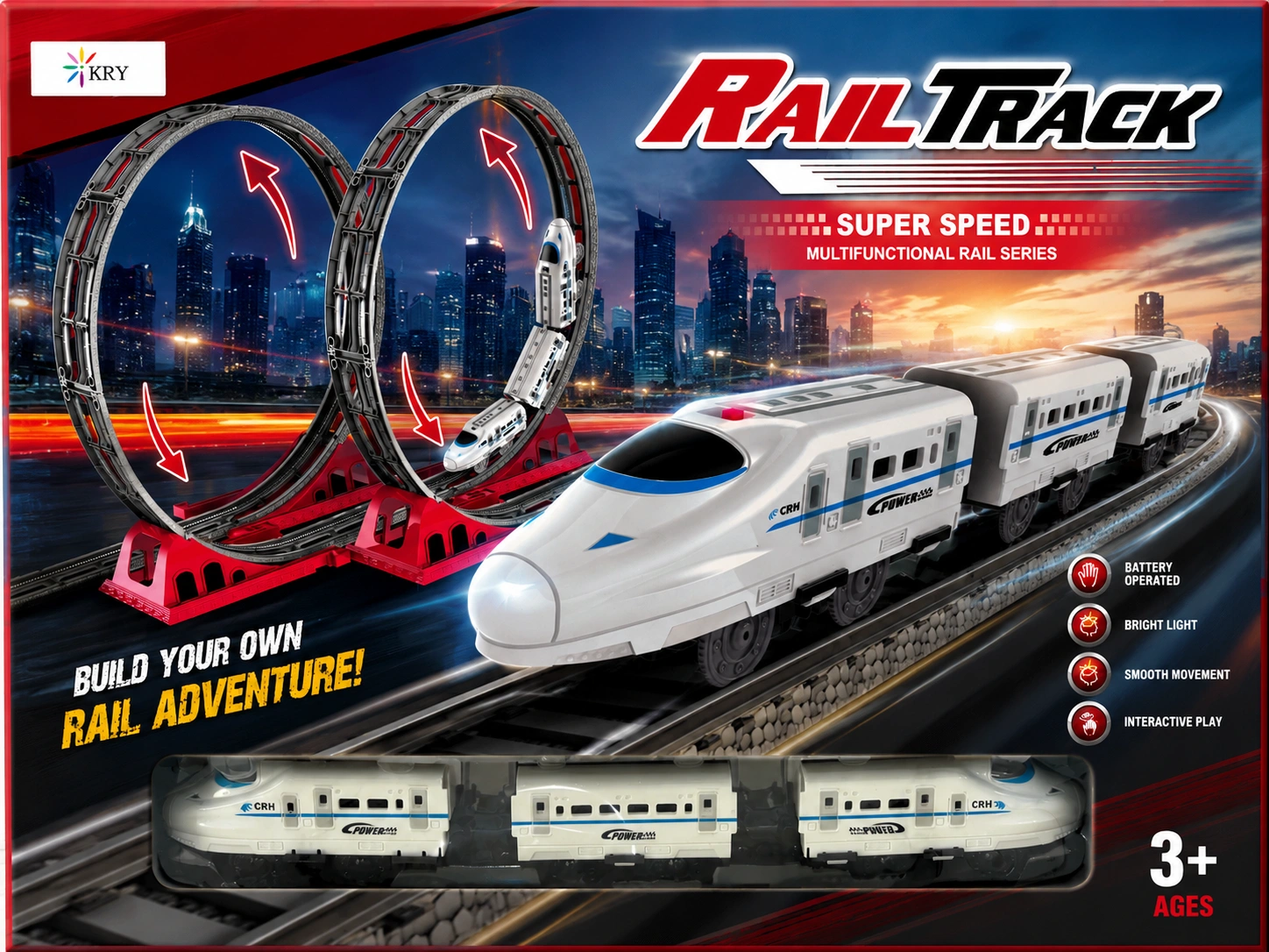 diy super speed rail track train set with rechargeable bullet train, 360° loop track & lights diy super speed rail track train set with rechargeable bullet train, 360° loop track & lights